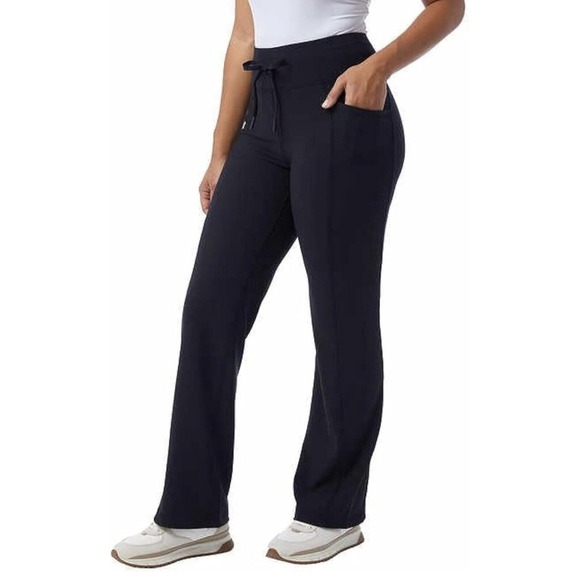 32 Degrees Women's Wide Leg Ribbed Semi-Flare Yoga Pants, Black Small 30" New - Picture 1 of 12